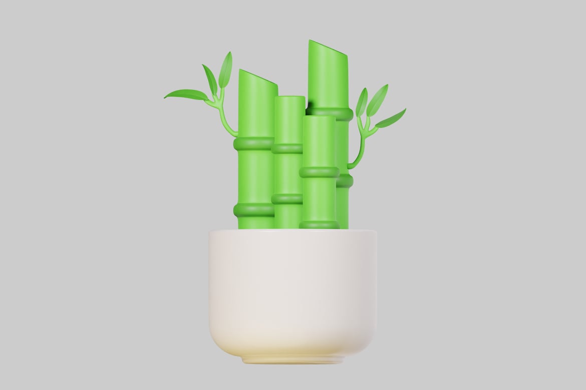 Download Bamboo in a white pot 3D Model