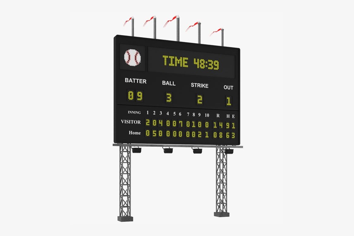 Download Baseball Scoreboard with Game Information Display 3D Model