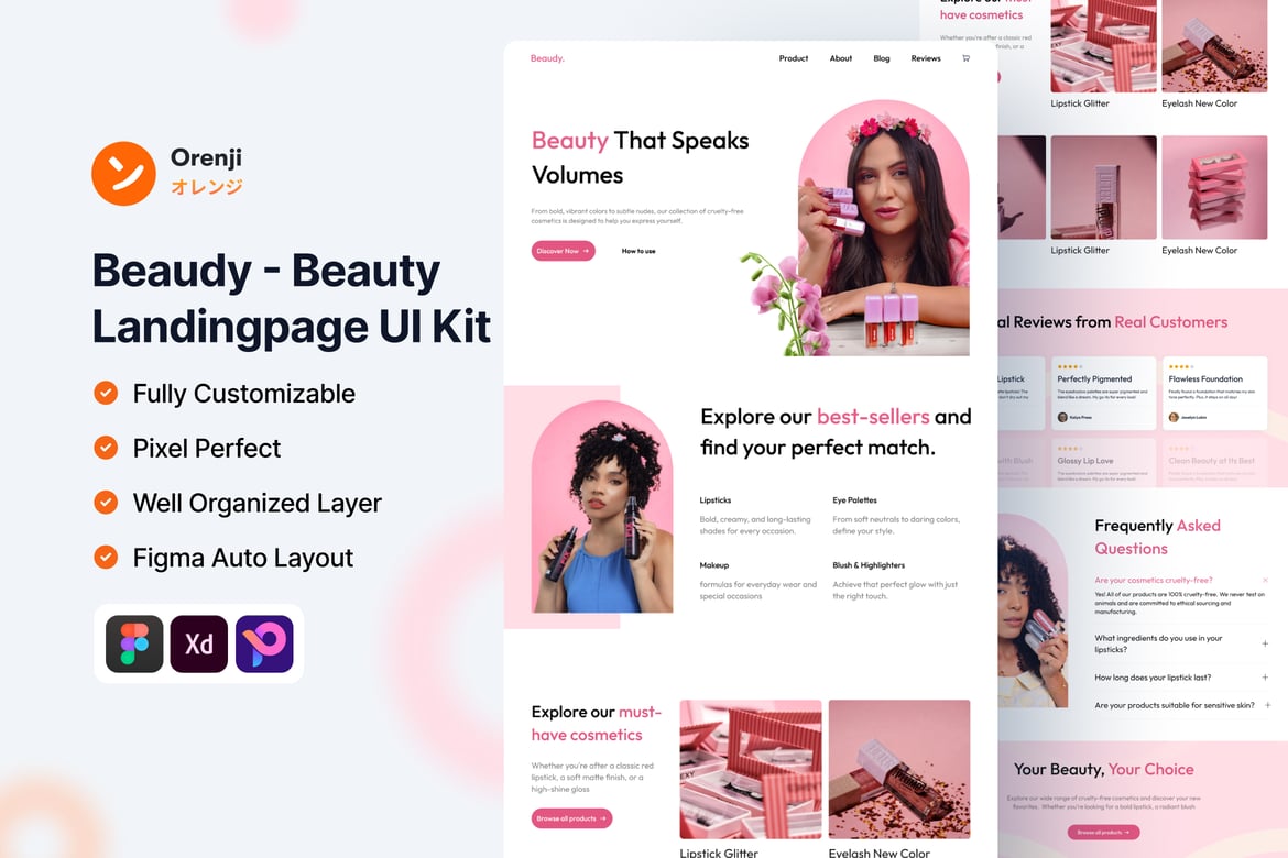 Download Beaudy - Beauty Landingpage UI Kit Figma Design