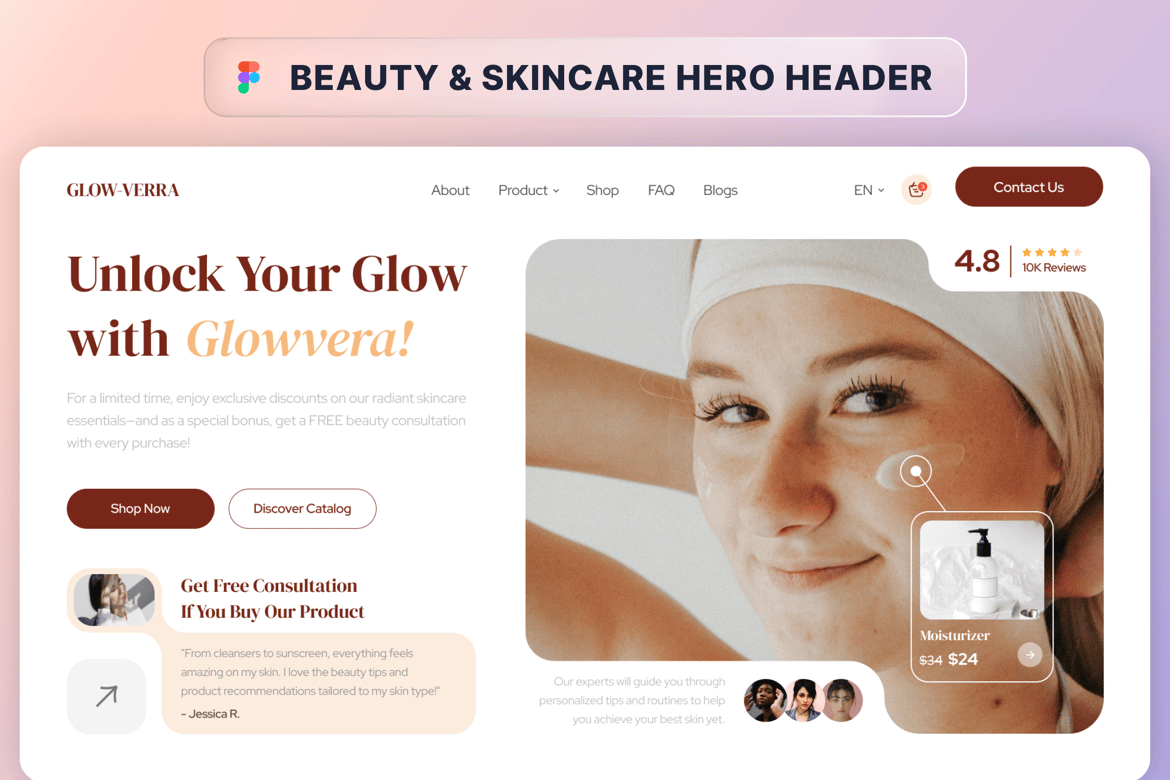 Download Beauty & Skincare Hero Section Figma Design