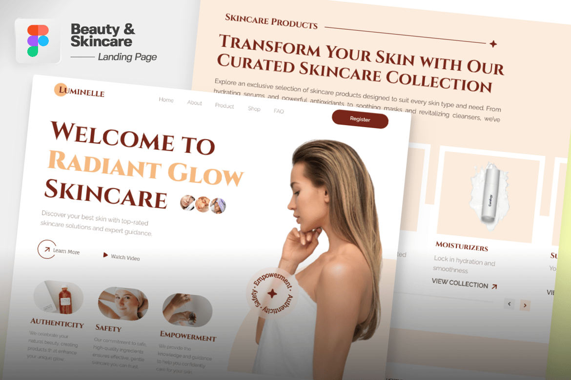 Download Beauty & Skincare Landing Page Figma Design