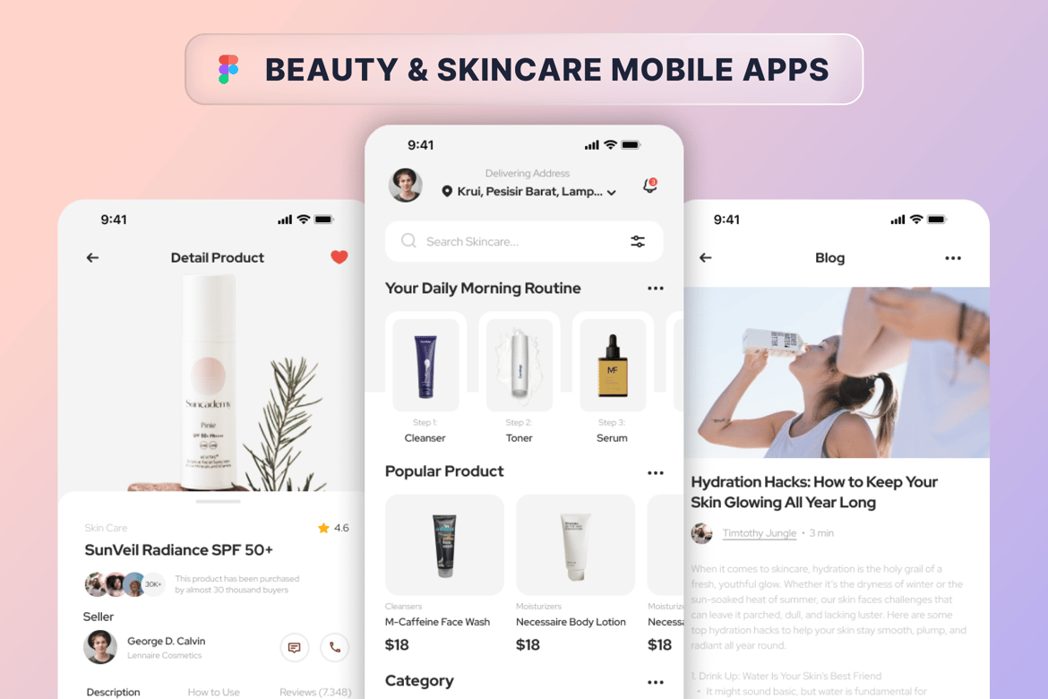 Download Beauty & Skincare Mobile Apps Figma Design