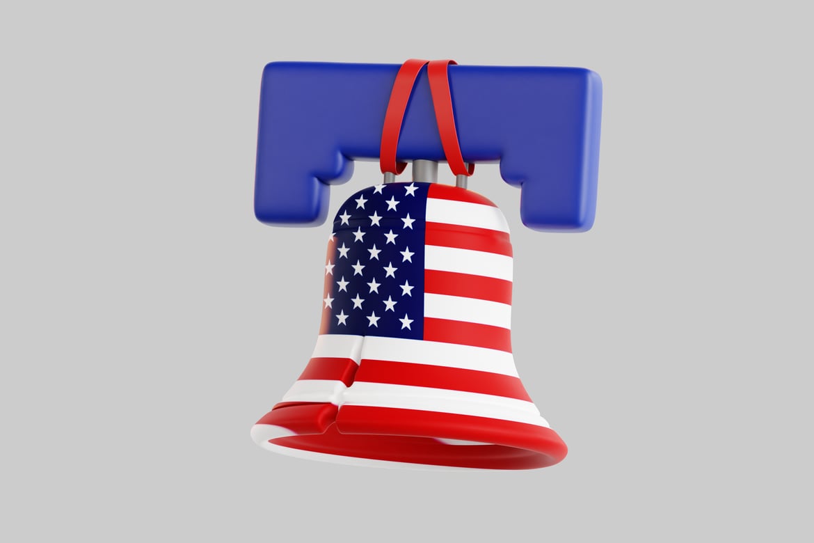 Download Bell with American flag design 3D Model