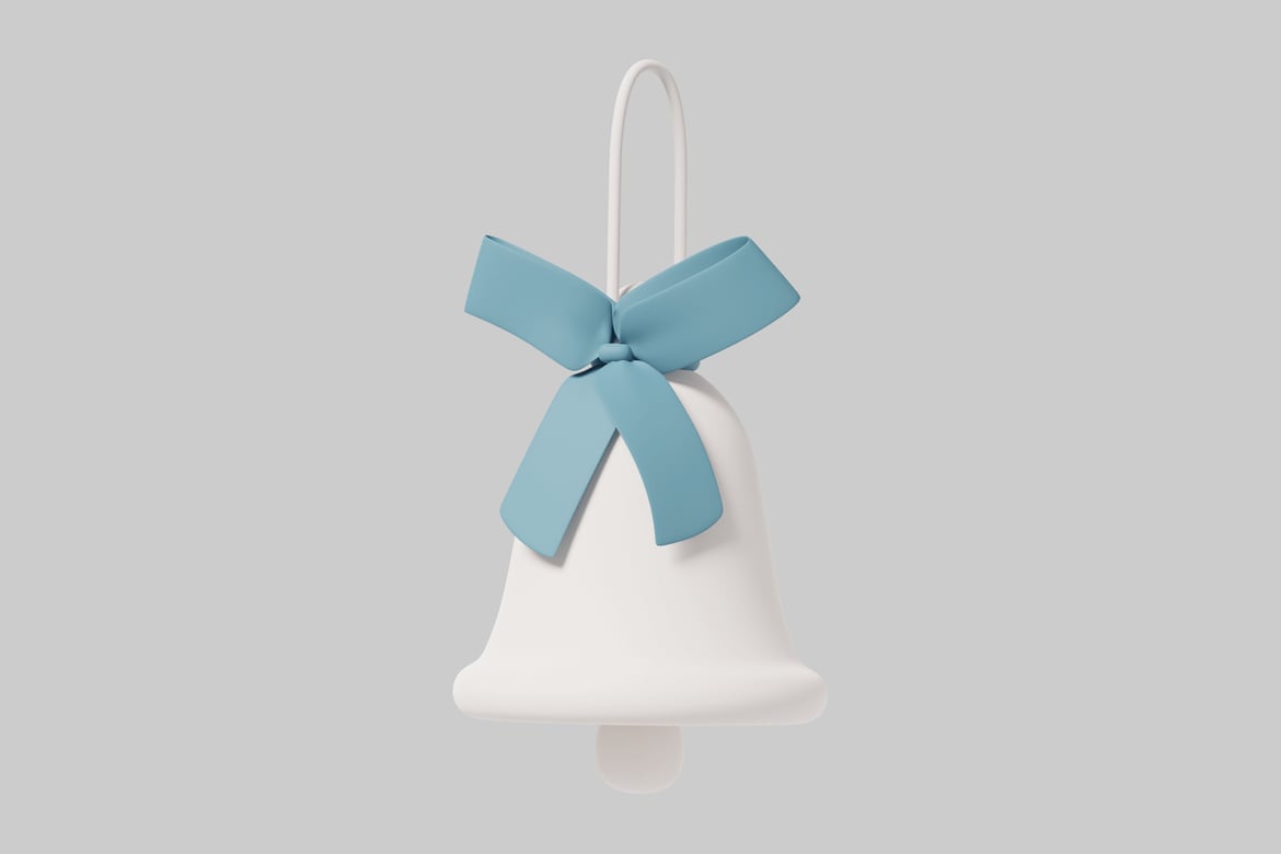 Download Bell with blue ribbon. 3D Model