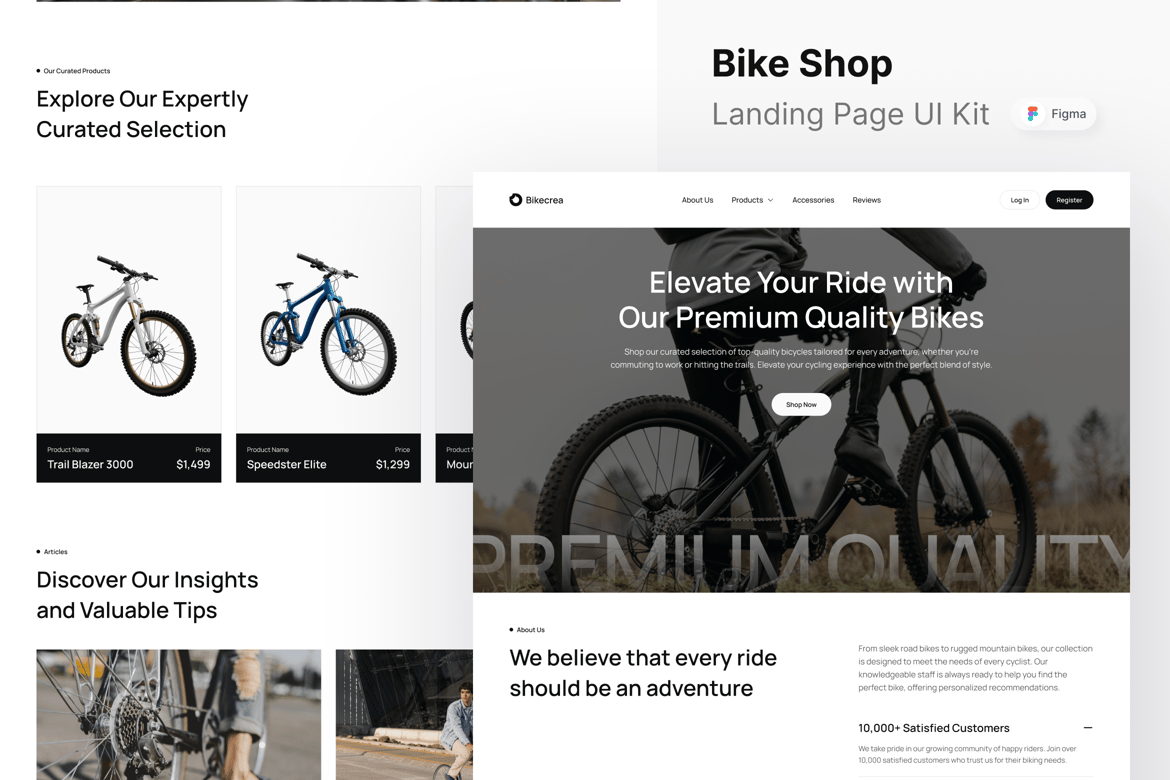 Download Bikecrea - Bike Shop Landing Page Figma Design