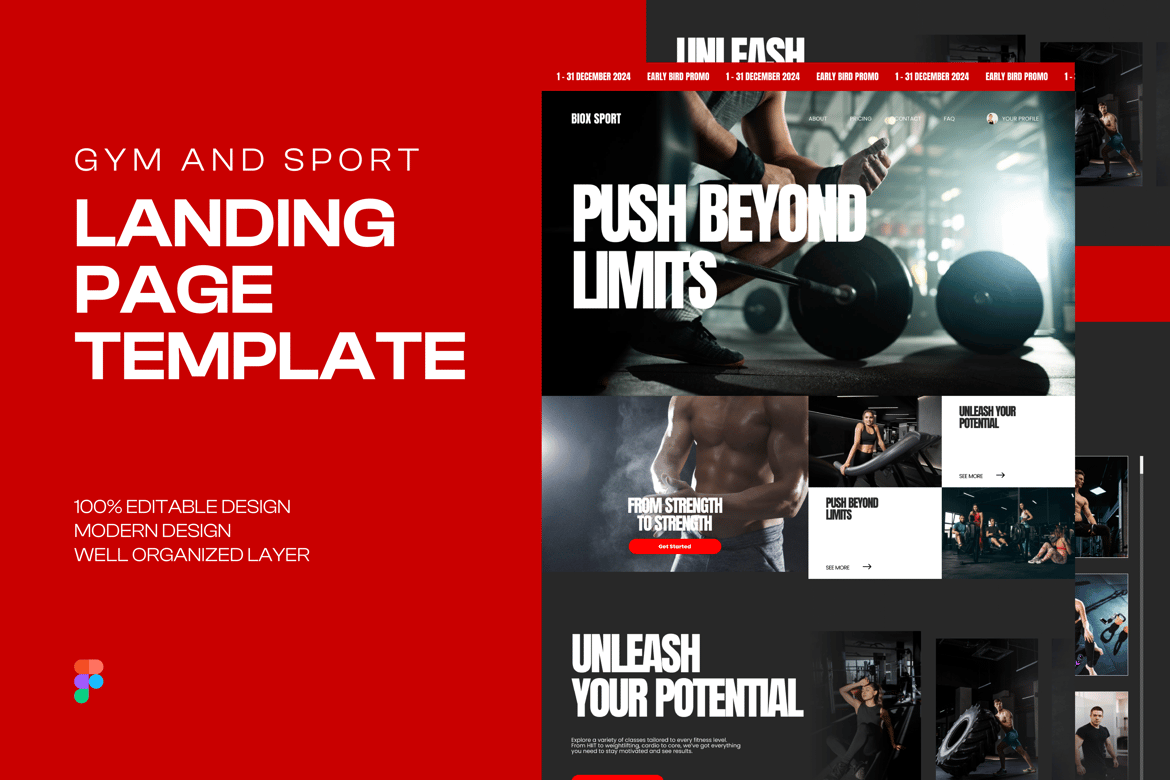 Download Biox Sport - Landing Page Template Figma Design