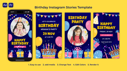 Download Birthday Instagram Stories Template After Effect Template