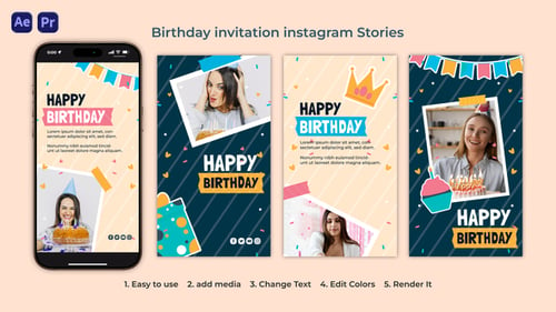 Download Birthday Invitation Instagram Story After Effect Template