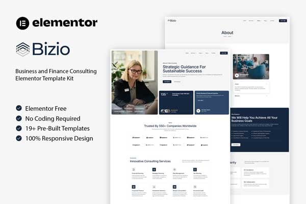 Download Bizio - Business and Finance Consulting Elementor Template Kit