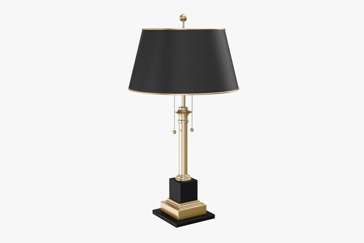 Download Black and Gold Table Lamp with Square Base 3D Model