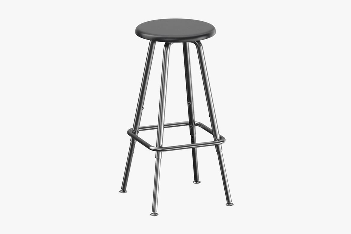 Download Black and Silver Stool with Four Legs 3D Model