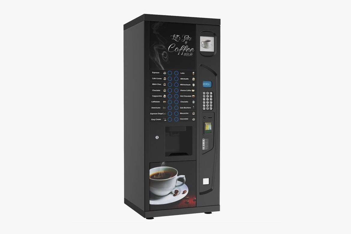 Download Black Coffee Vending Machine with Digital Display and Selection Interface 3D Model