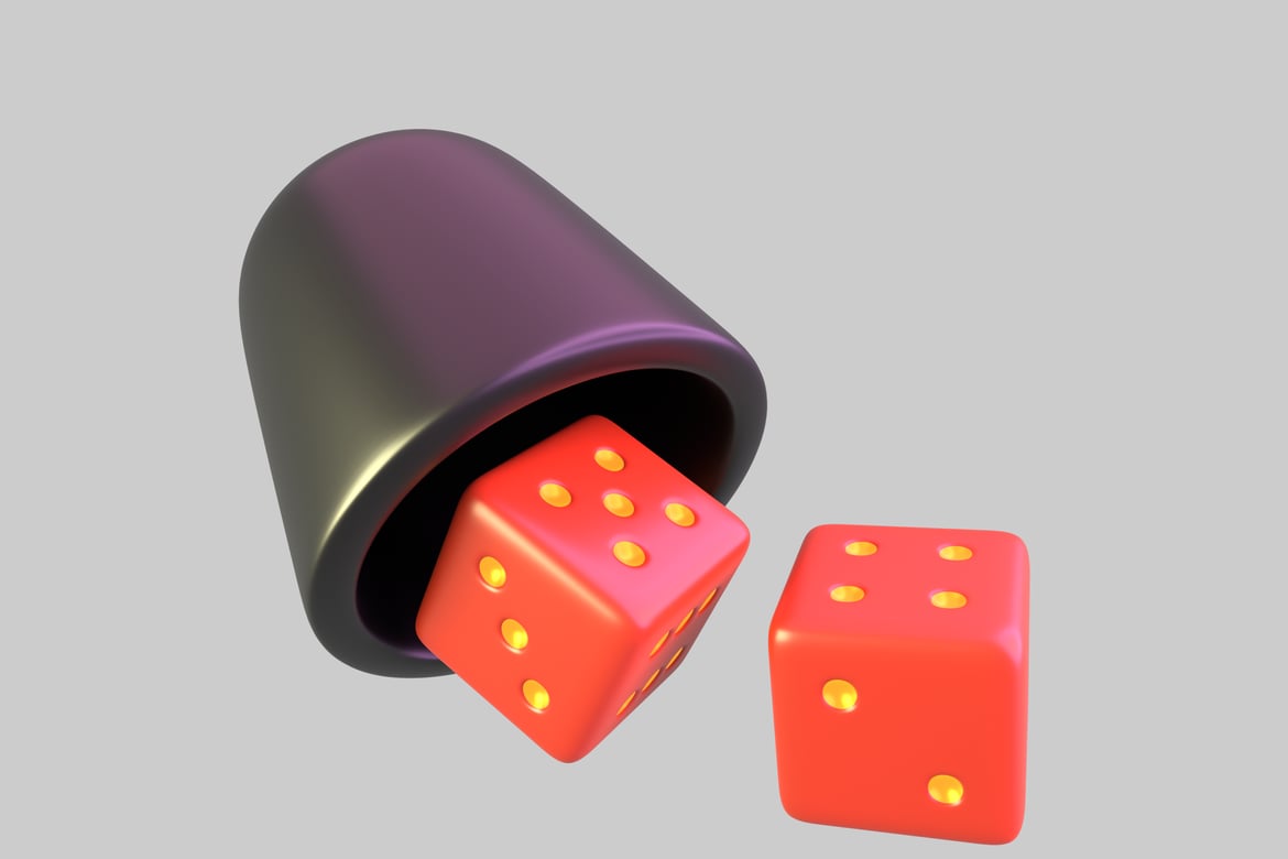 Download Black cylindrical object with two red dice 3D Model