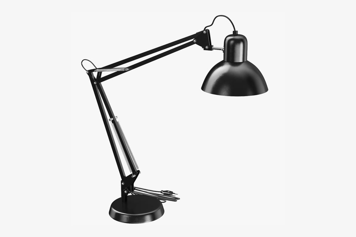 Download Black Desk Lamp with Adjustable Arm and Dome Shade 3D Model