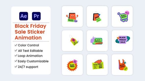 Download Black Friday Sale Stickers After Effect Template