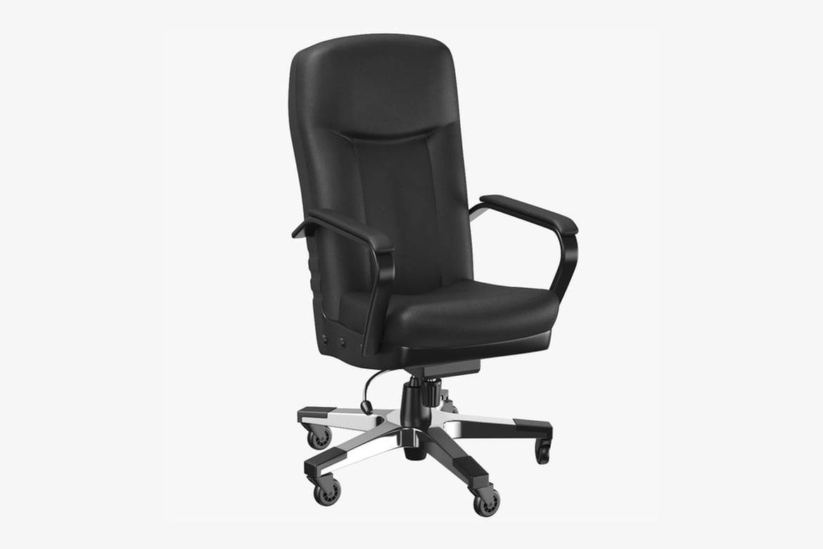 Download Black Office Chair with High Backrest and Five-Star Base 3D Model