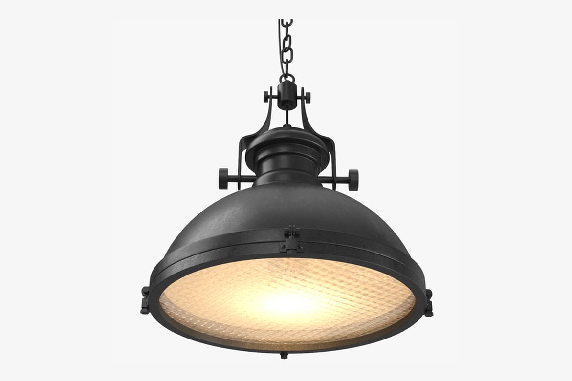 Download Black Pendant Lamp with Cream Interior and Bolt Detailing 3D Model