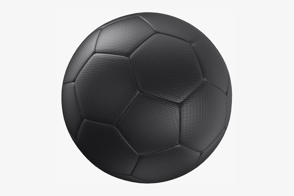 Download Black Soccer Ball, Black Sphere with Tessellated Surface 3D Model