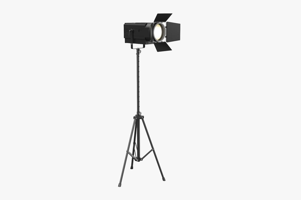 Download Black Studio Light on Adjustable Tripod 3D Model