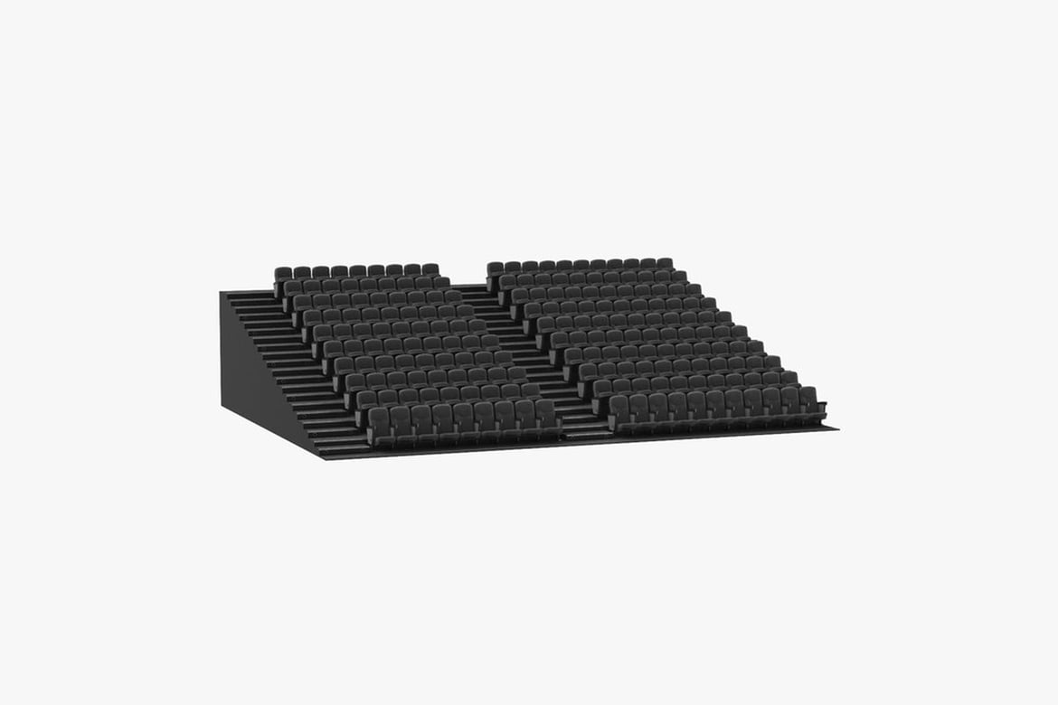 Download Black Theater Bleachers, Angled View of Black Auditorium Seating 3D Model