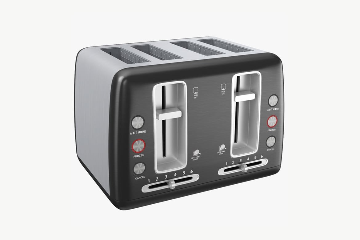 Download Black Toaster with Silver Accents and Control Panel 3D Model