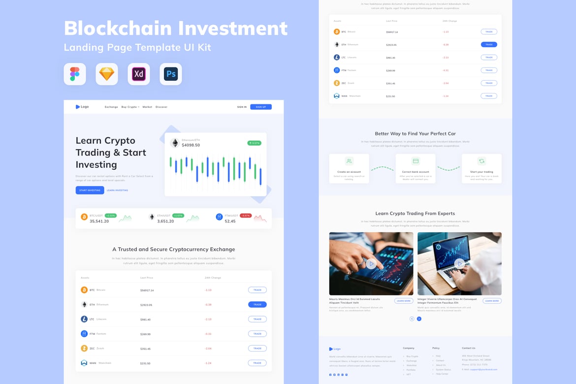 Download Blockchain Investment Landing Page Template UI Kit Figma Design