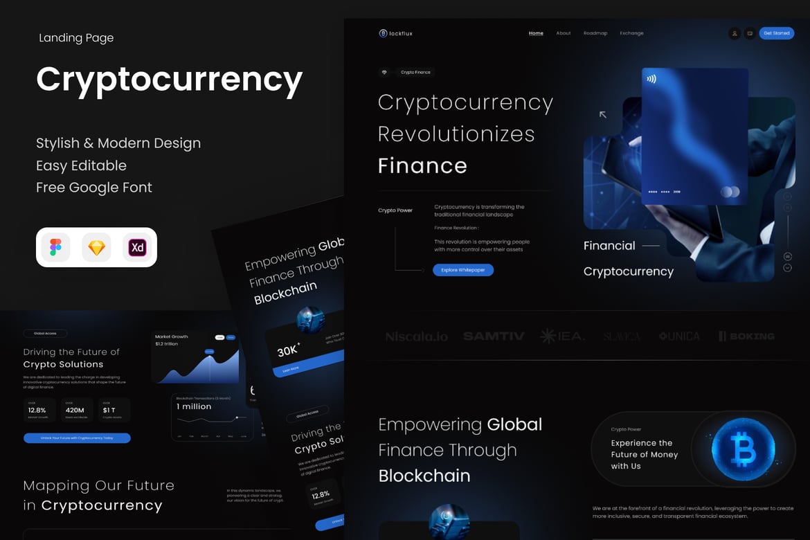 Download Blockflux - Cryptocurrency Landing Page Figma Design