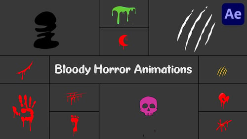 Download Bloody Horror Animations Pack for After Effects After Effect Template