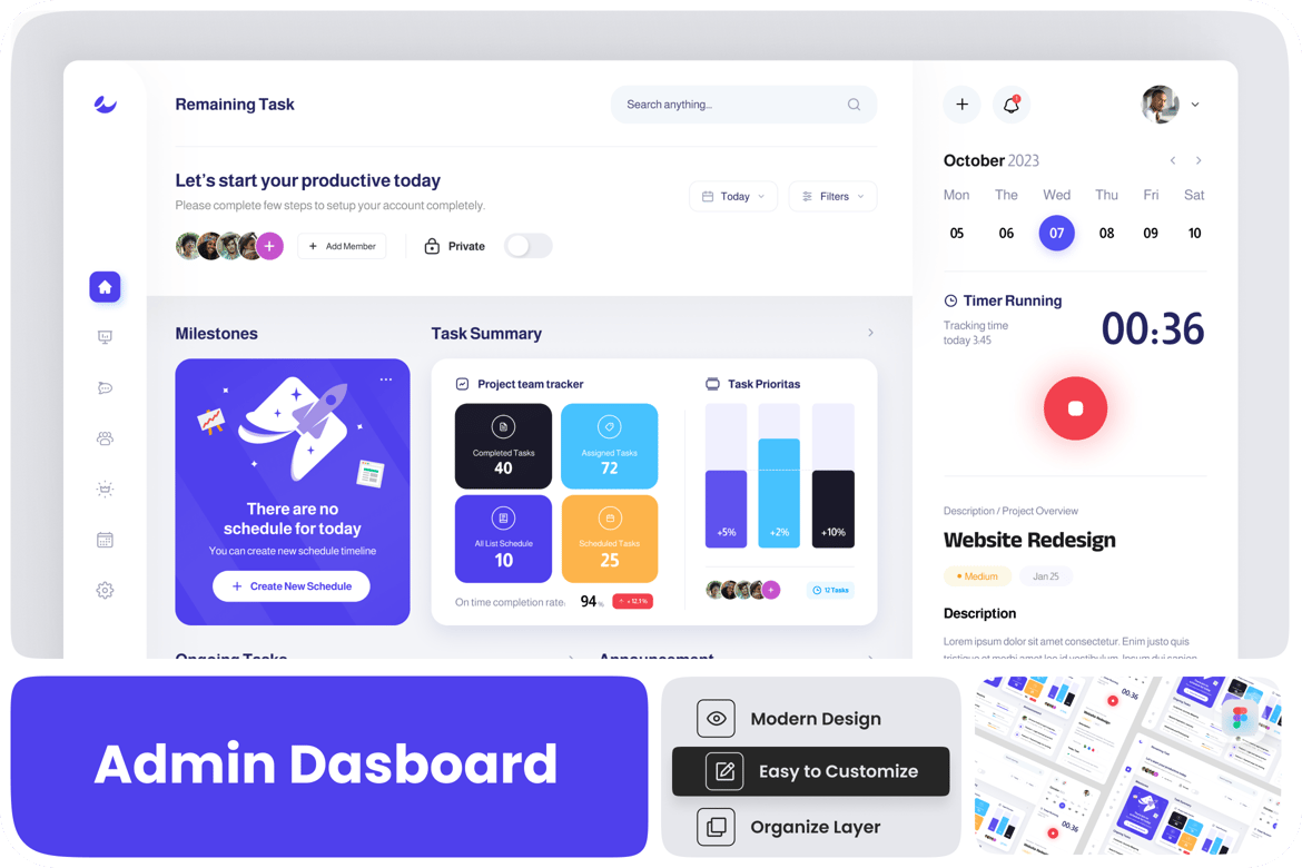 Download Bloom - Task Management Admin Dashboard Figma Design