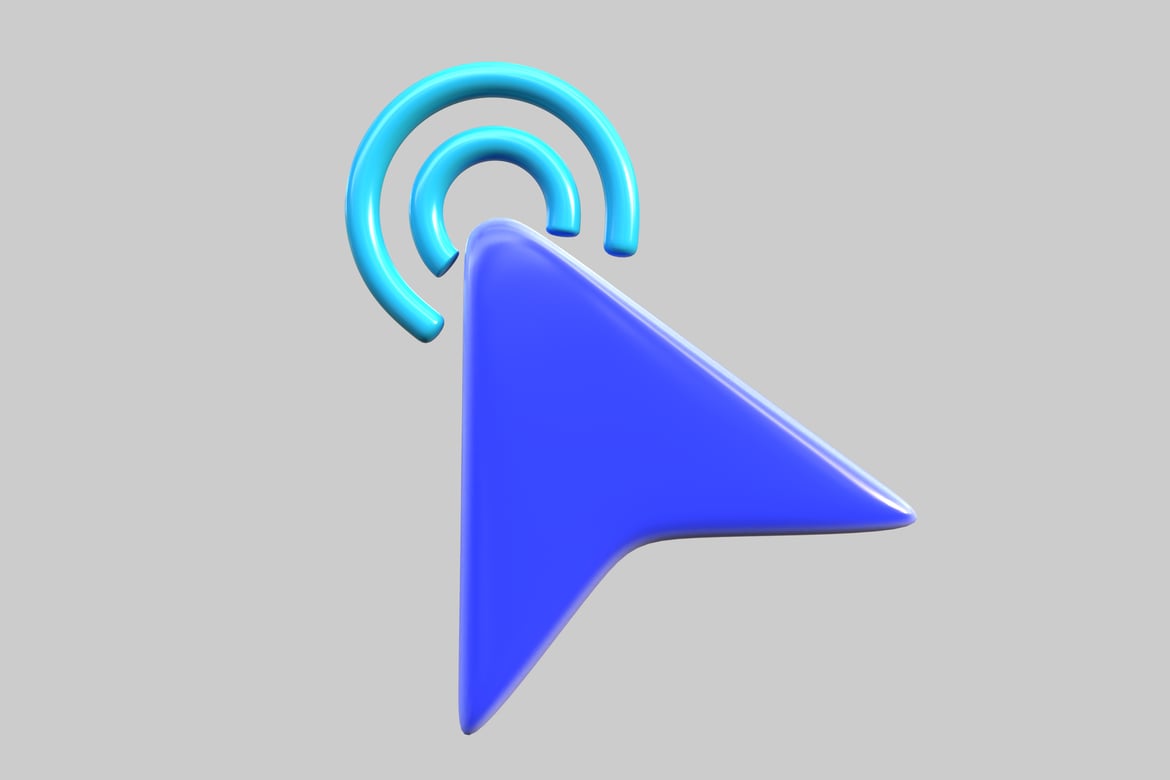 Download Blue arrow pointing to the right with curved line above 3D Model