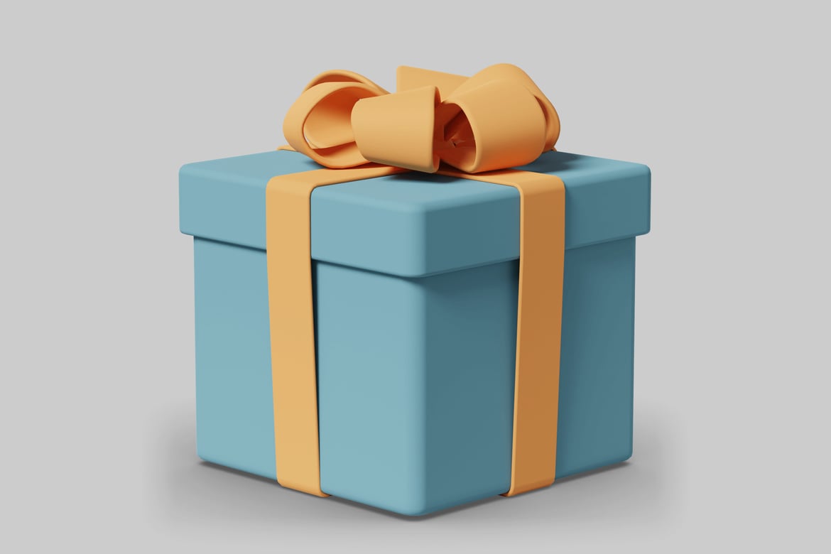 Download Blue box with yellow ribbon 3D Model