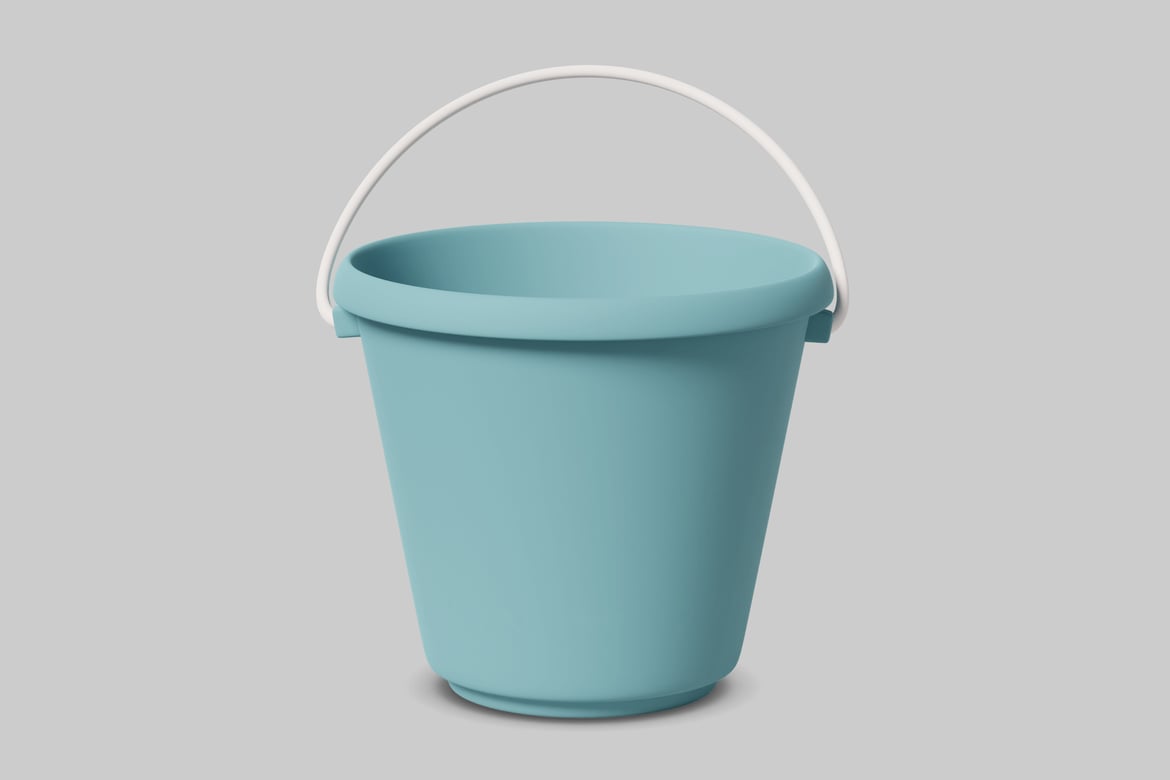 Download Blue bucket with white handle. 3D Model