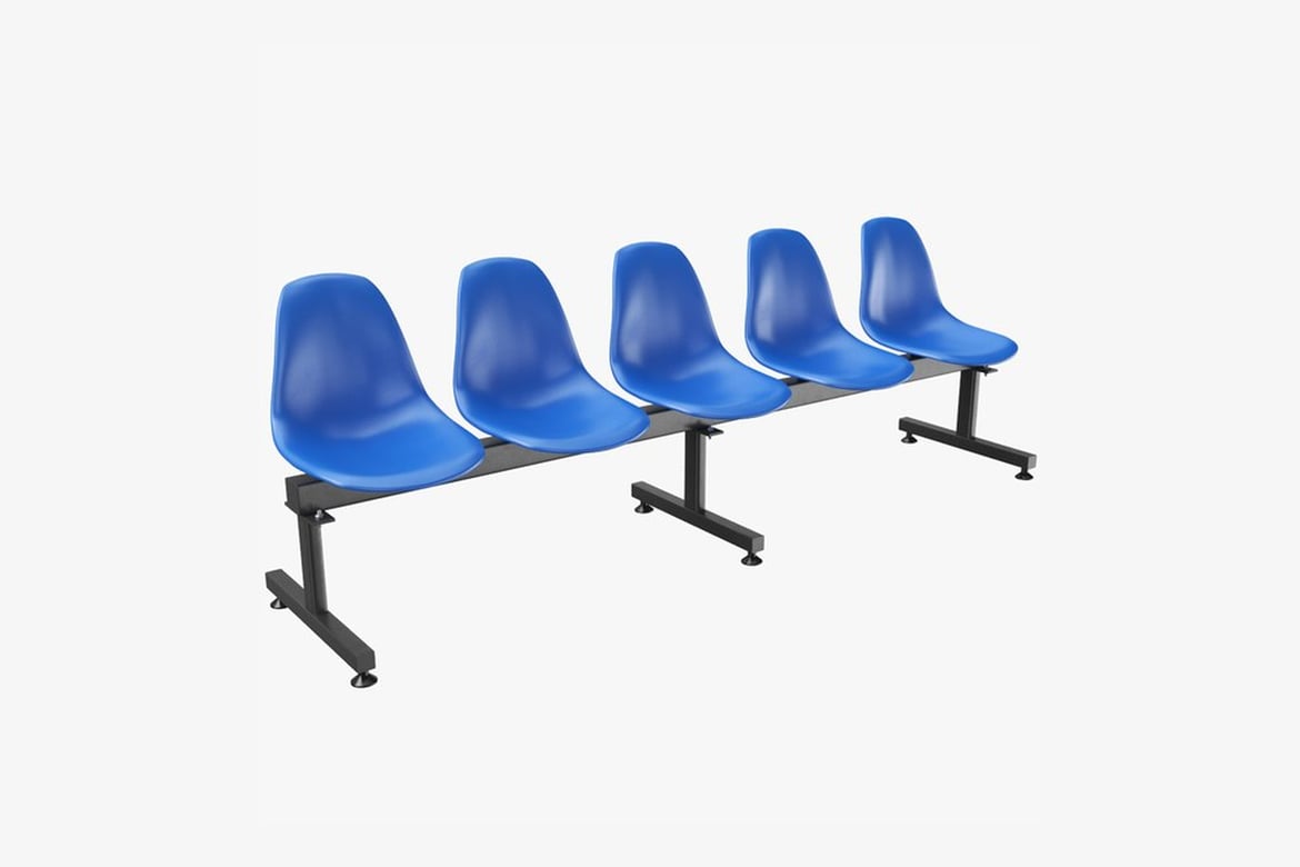 Download Blue Chairs with Black Metal Frame 3D Model