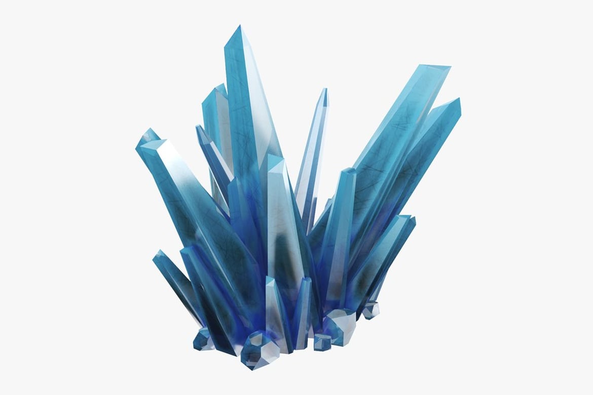 Download Blue Crystalline Cluster with Varied Orientations 3D Model