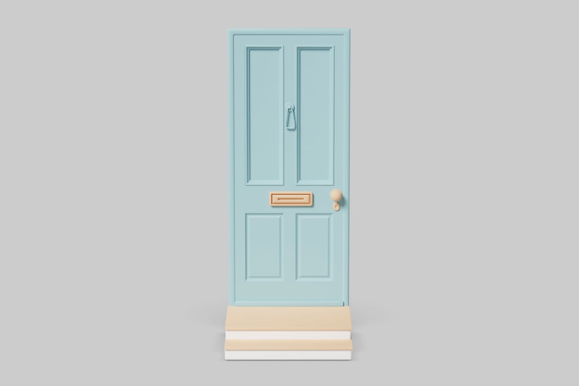 Download Blue door with gold hardware. 3D Model