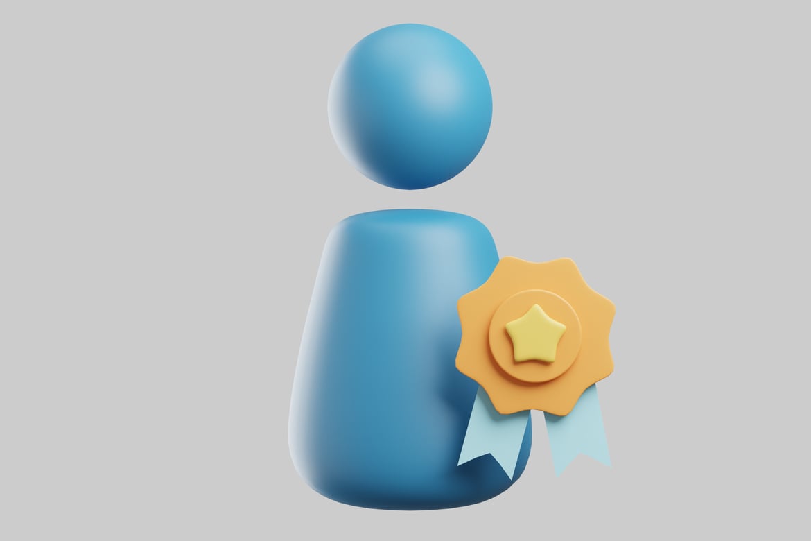 Download Blue figure with star award 3D Model