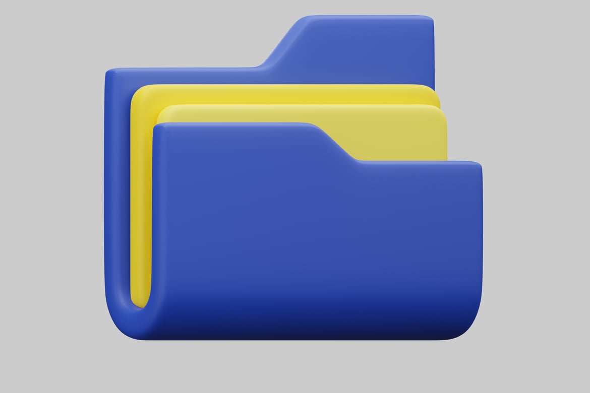 Download Blue file folder with yellow interior 3D Model