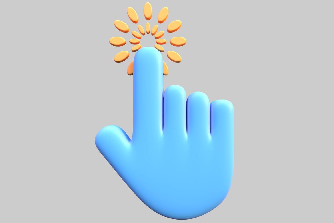 Download Blue hand with yellow orbs. 3D Model