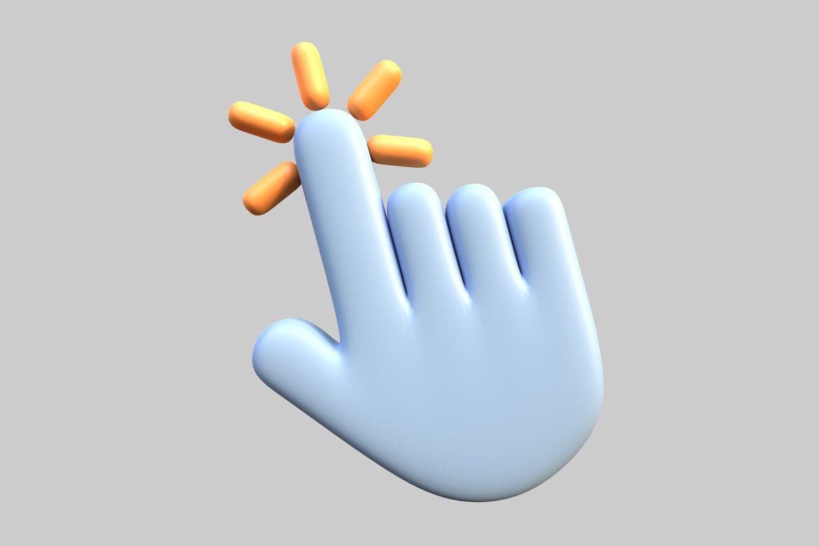 Download Blue hand with yellow starburst. 3D Model