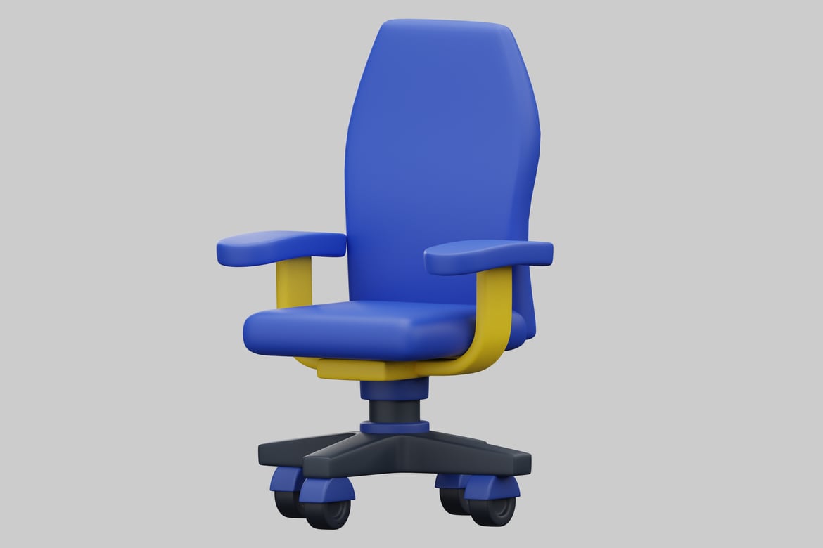 Download Blue office chair with yellow accents 3D Model