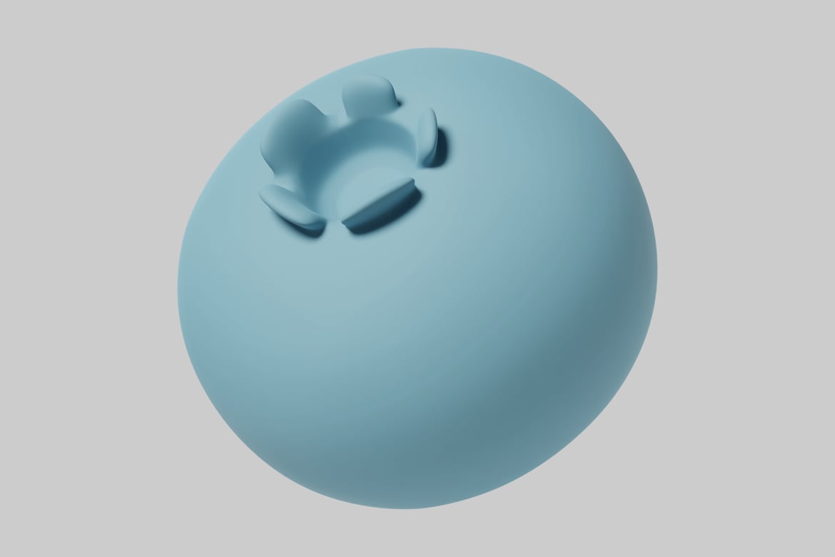 Download Blue sphere with circular indentation. 3D Model