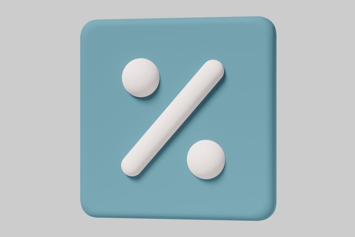 Download Blue square with percent symbol. 3D Model