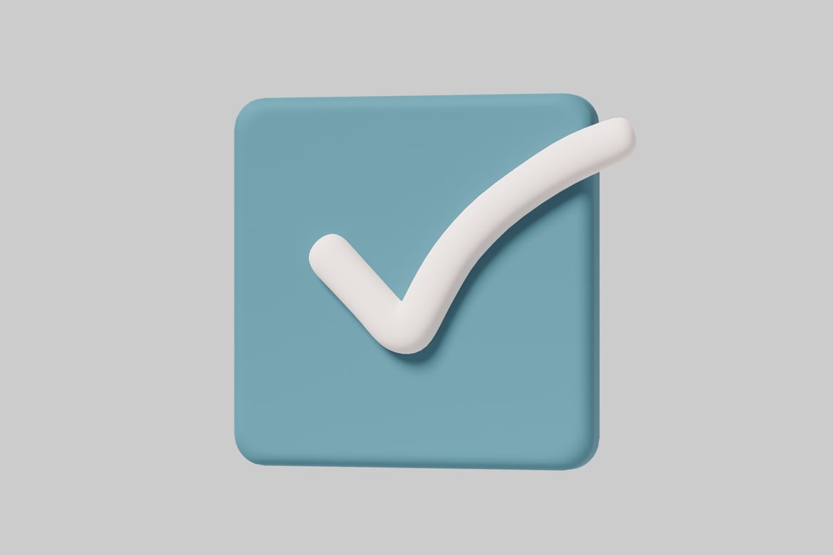 Download Blue square with white checkmark. 3D Model