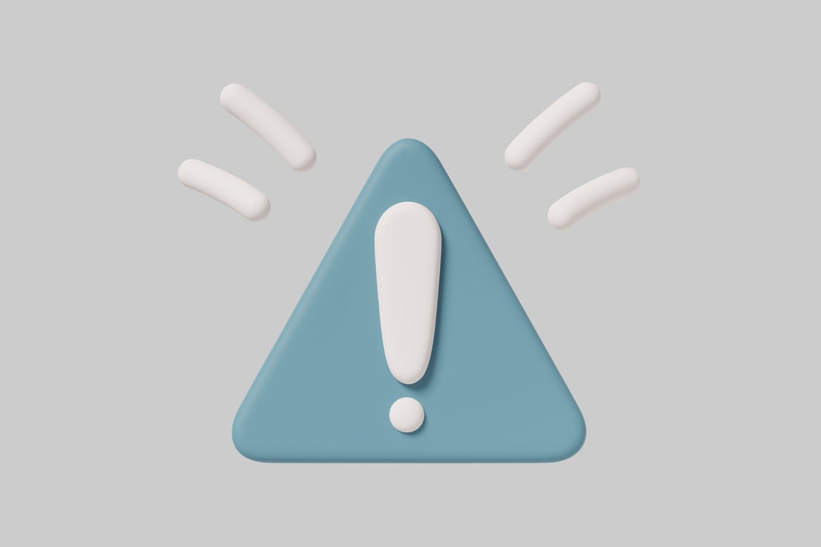 Download Blue triangle with white exclamation mark. 3D Model