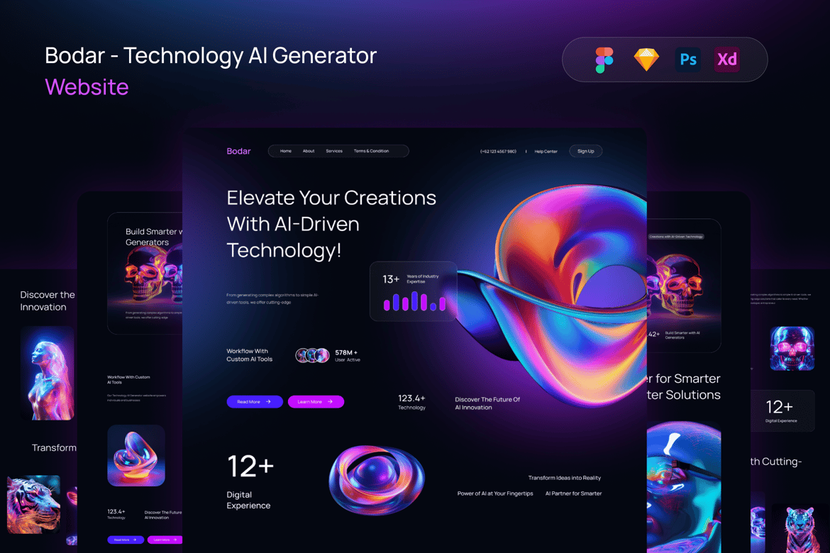 Download Bodar - Technology AI Generator Website Figma Design