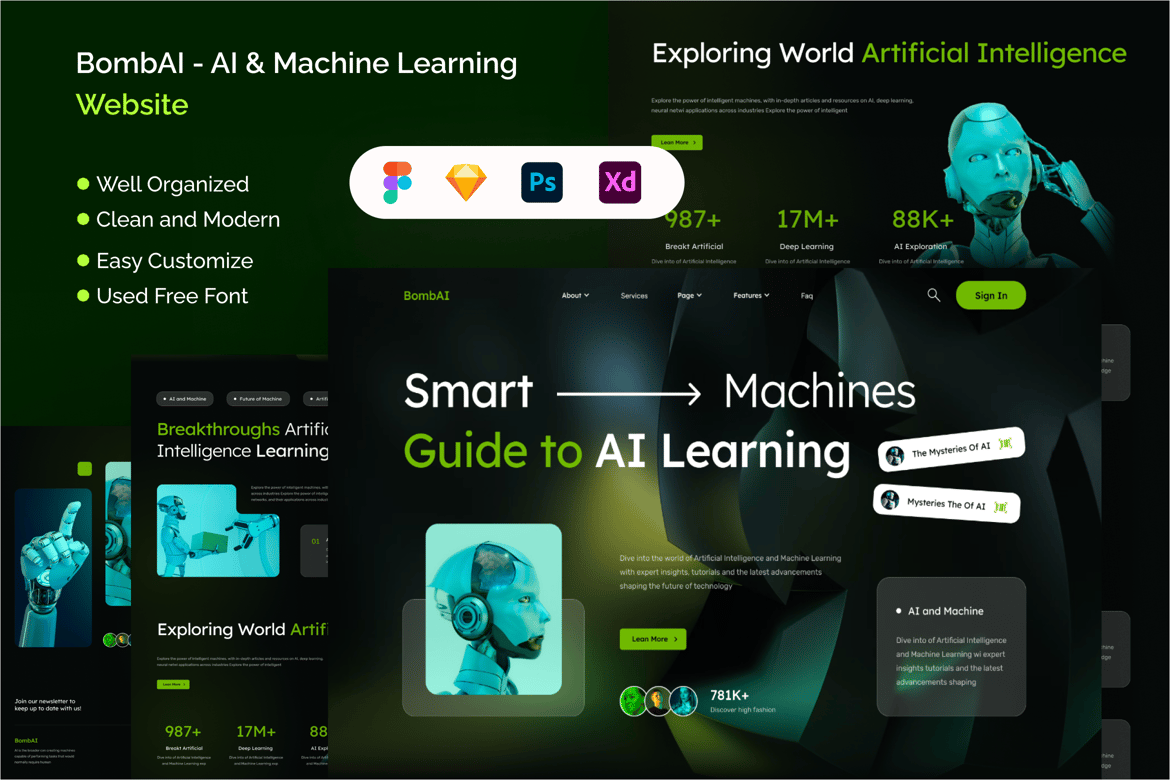 Download BombAI - AI & Machine Learning Website Figma Design