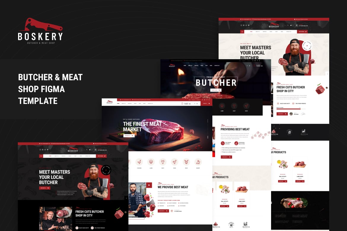 Download Boskery - Butcher & Meat Shop Figma Template Figma Design