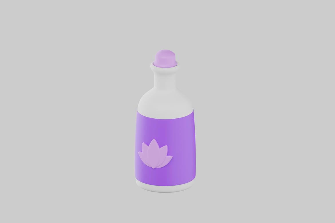 Download Bottle with a purple band and lotus flower design 3D Model