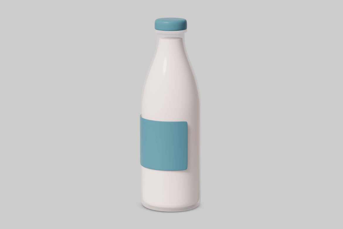 Download Bottle with blue cap and label 3D Model