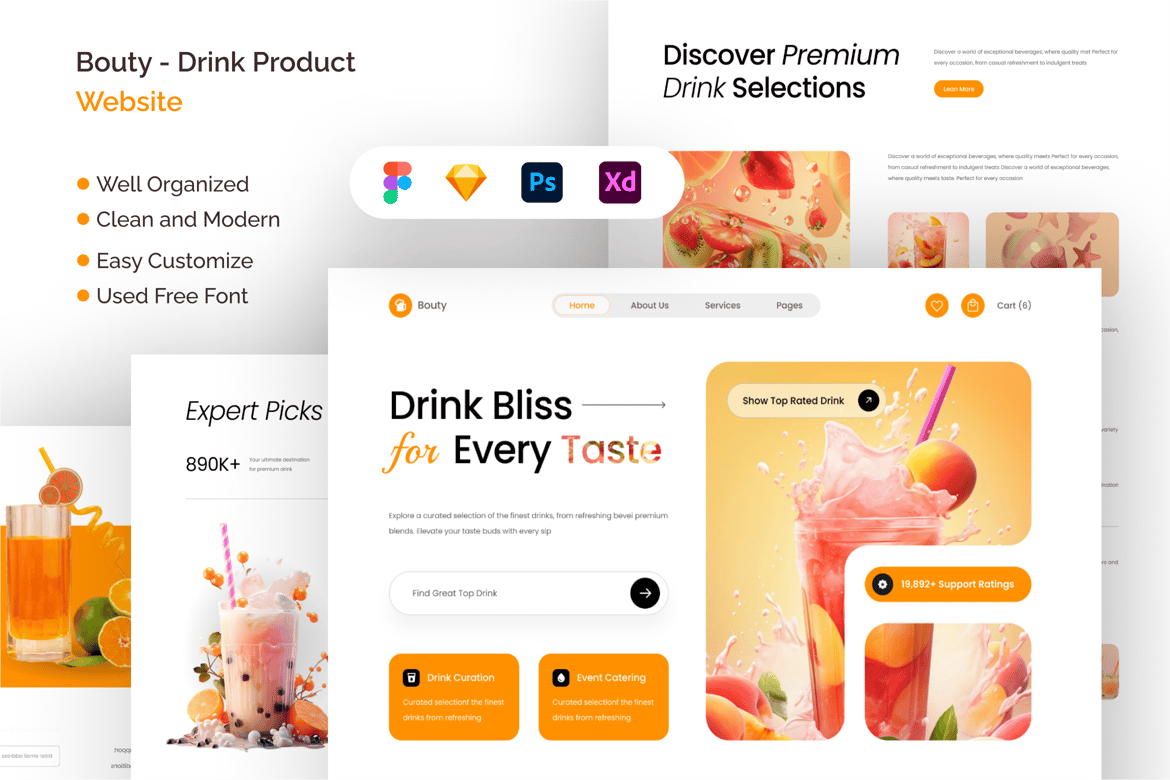 Download Bouty - Drink Product Website Figma Design